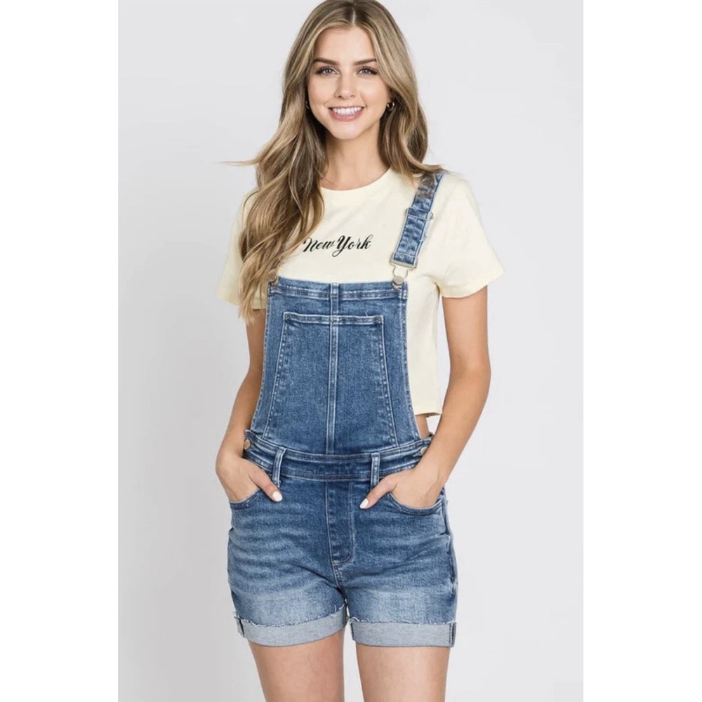 Denim Short Overalls in Blue